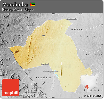 Physical Map of Mandimba, desaturated
