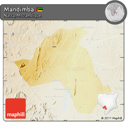 Physical Map of Mandimba, lighten