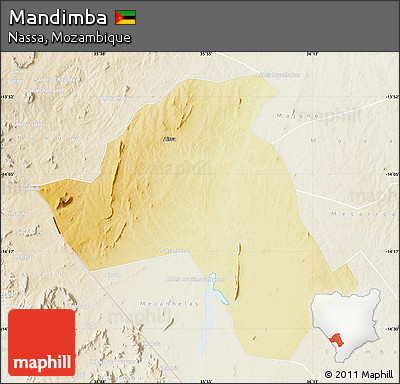 Physical Map of Mandimba, lighten