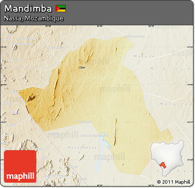 Physical Map of Mandimba, lighten