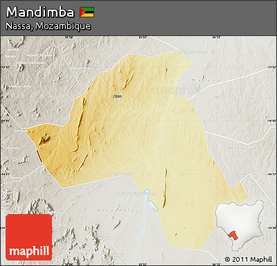 Physical Map of Mandimba, lighten, semi-desaturated