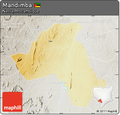 Physical Map of Mandimba, lighten, semi-desaturated