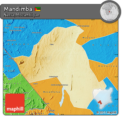 Physical Map of Mandimba, political outside