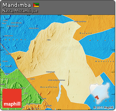 Physical Map of Mandimba, political outside
