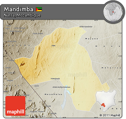 Physical Map of Mandimba, semi-desaturated
