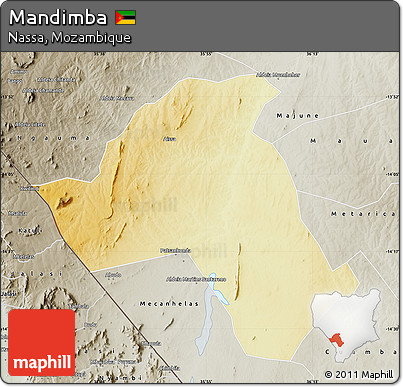Physical Map of Mandimba, semi-desaturated