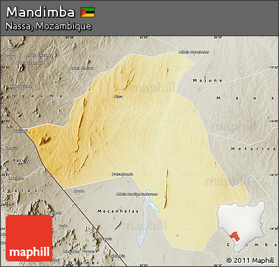 Physical Map of Mandimba, semi-desaturated