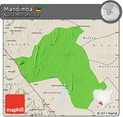 Political Map of Mandimba, shaded relief outside
