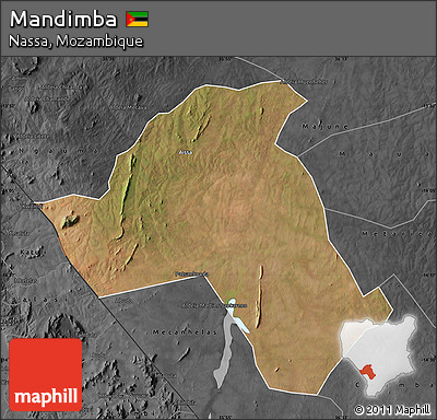 Satellite Map of Mandimba, darken, desaturated