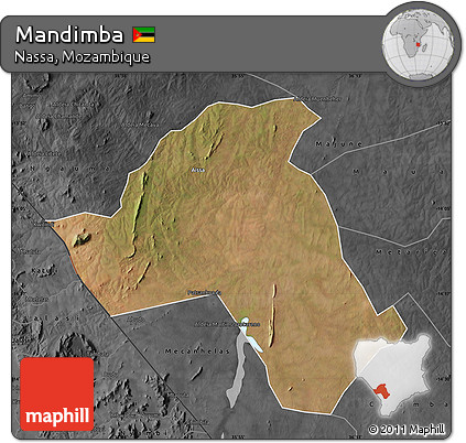 Satellite Map of Mandimba, darken, desaturated
