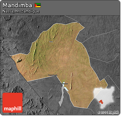 Satellite Map of Mandimba, darken, desaturated