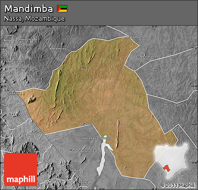 Satellite Map of Mandimba, desaturated