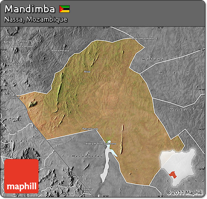 Satellite Map of Mandimba, desaturated