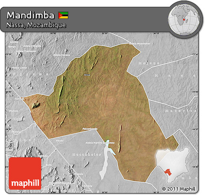 Satellite Map of Mandimba, lighten, desaturated