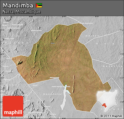 Satellite Map of Mandimba, lighten, desaturated