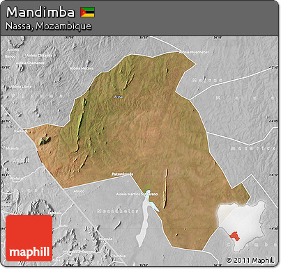 Satellite Map of Mandimba, lighten, desaturated