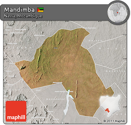 Satellite Map of Mandimba, lighten, semi-desaturated