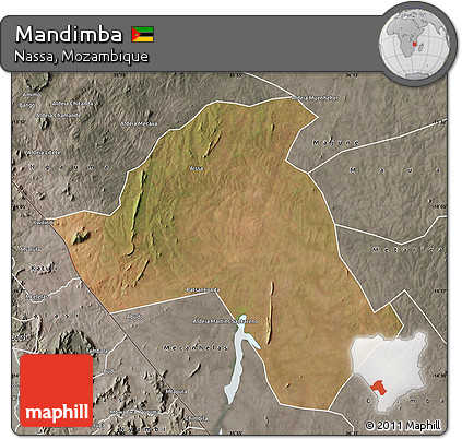 Satellite Map of Mandimba, semi-desaturated