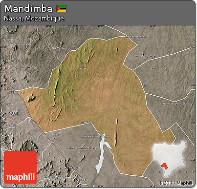 Satellite Map of Mandimba, semi-desaturated