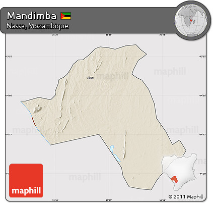 Shaded Relief Map of Mandimba, cropped outside