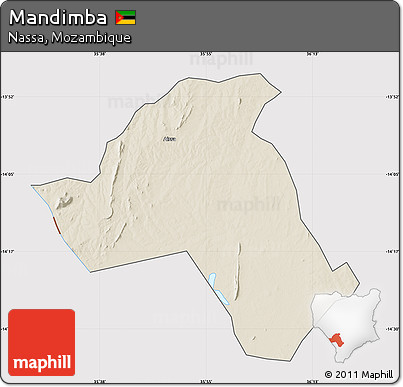 Shaded Relief Map of Mandimba, cropped outside