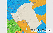 Shaded Relief Map of Mandimba, political outside