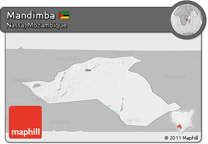 Gray Panoramic Map of Mandimba, single color outside