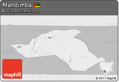 Gray Panoramic Map of Mandimba, single color outside