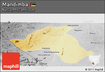Physical Panoramic Map of Mandimba, desaturated