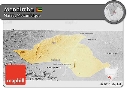 Physical Panoramic Map of Mandimba, desaturated