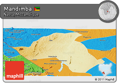 Physical Panoramic Map of Mandimba, political outside