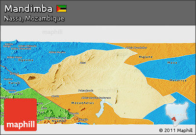 Physical Panoramic Map of Mandimba, political outside