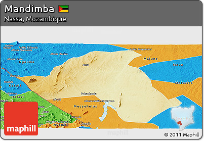 Physical Panoramic Map of Mandimba, political outside