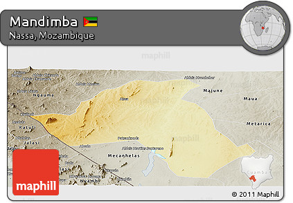 Physical Panoramic Map of Mandimba, semi-desaturated