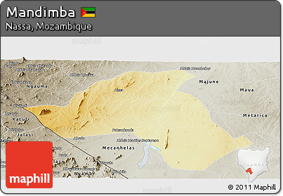 Physical Panoramic Map of Mandimba, semi-desaturated