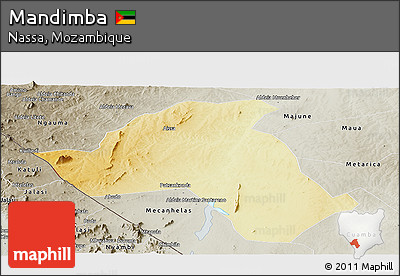 Physical Panoramic Map of Mandimba, semi-desaturated