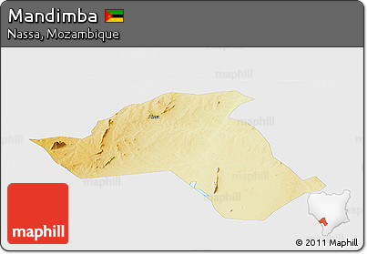 Physical Panoramic Map of Mandimba, single color outside