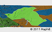 Political Panoramic Map of Mandimba, darken