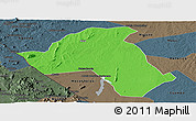 Political Panoramic Map of Mandimba, darken, semi-desaturated