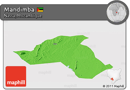 Political Panoramic Map of Mandimba, single color outside