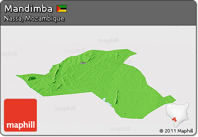 Political Panoramic Map of Mandimba, single color outside