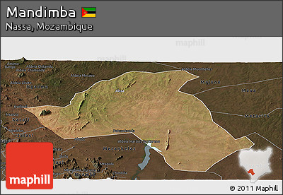 Satellite Panoramic Map of Mandimba, darken