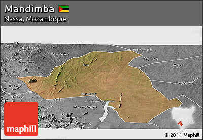 Satellite Panoramic Map of Mandimba, desaturated