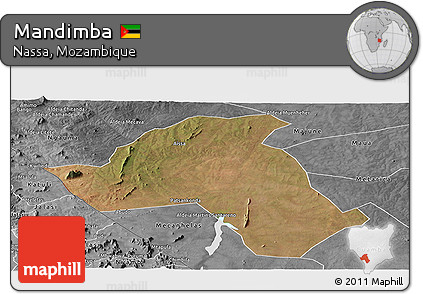 Satellite Panoramic Map of Mandimba, desaturated