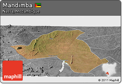Satellite Panoramic Map of Mandimba, desaturated
