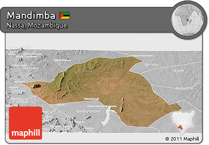 Satellite Panoramic Map of Mandimba, lighten, desaturated
