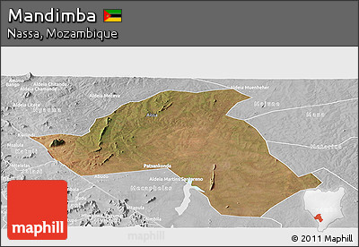 Satellite Panoramic Map of Mandimba, lighten, desaturated