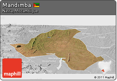 Satellite Panoramic Map of Mandimba, lighten, desaturated