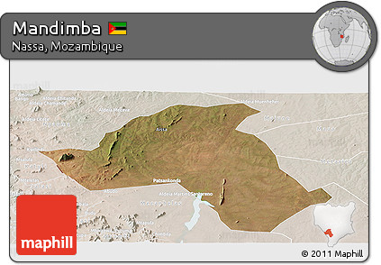 Satellite Panoramic Map of Mandimba, lighten