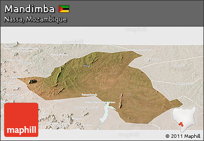 Satellite Panoramic Map of Mandimba, lighten